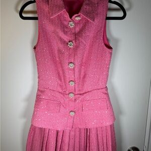 Chic Pink Sleeveless Dress with Sparkling Accents